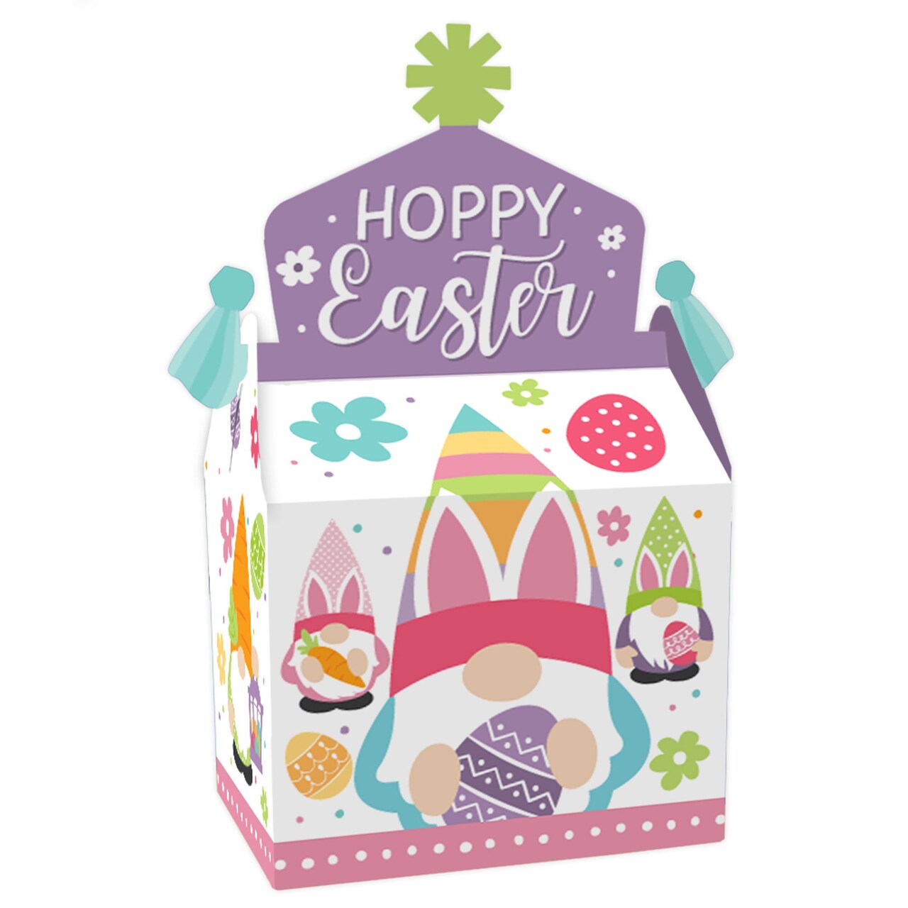 Big Dot of Happiness Easter Gnomes - Treat Box Party Favors - Spring Bunny Party Goodie Gable Boxes - Set of 12